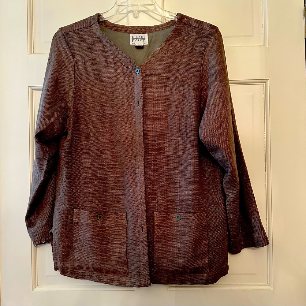 Eileen fisher New York vintage woven natural fiber button up